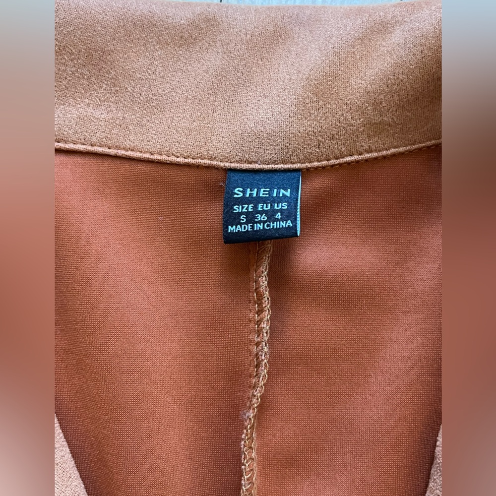 SHEIN Cropped Rust Orange Moto Jacket - Picture 3 of 4